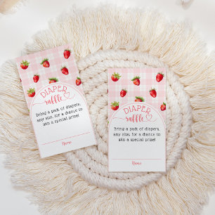 Aardbei Sweet rustieke luier Baby meisje douche Informatiekaartje