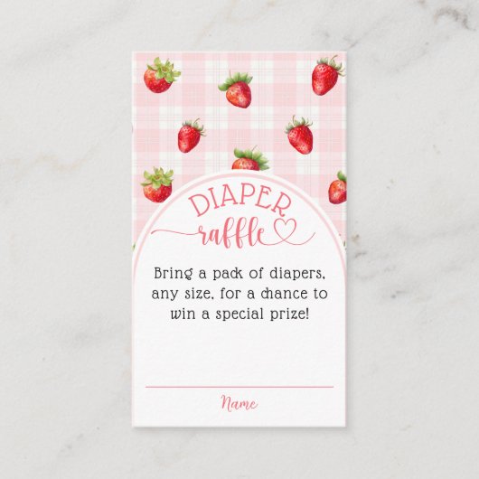 Aardbei Sweet rustieke luier Baby meisje douche Informatiekaartje (Voorkant)