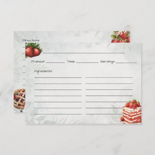 Aardbei Sweet Treat Basic Recept Kaart (Voorkant / Achterkant)