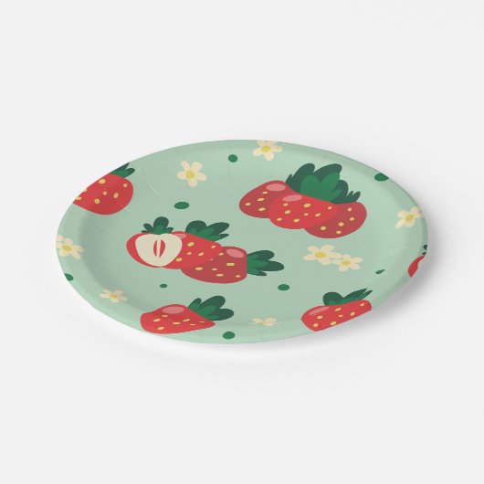 Aardbei Sweet verjaardagsfeestje Papieren Bordje (Gekanteld)