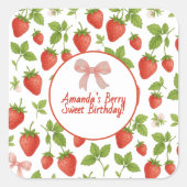 Aardbei Sweet verjaardagsfeestje - Square Sticker (Voorkant)
