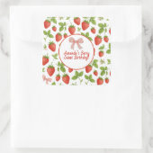 Aardbei Sweet verjaardagsfeestje - Square Sticker (Tas)
