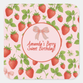 Aardbei Sweet verjaardagsfeestje - Square Sticker