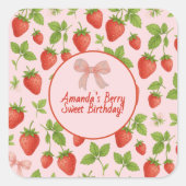 Aardbei Sweet verjaardagsfeestje - Square Sticker (Voorkant)