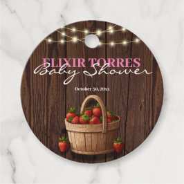 Aardbei Sweet Wood Basket Baby shower Bedankjes Labels