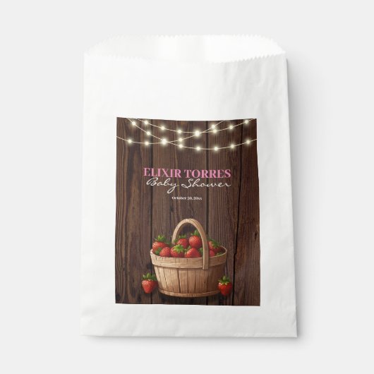 Aardbei Sweet Wood Basket Baby shower Bedankzakje (Voorkant)