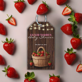 Aardbei Sweet Wood Basket Baby shower Cadeaulabel