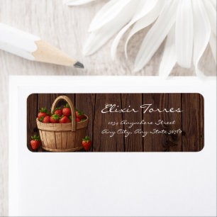 Aardbei Sweet Wood Basket Baby shower Etiket