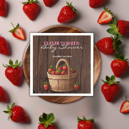 Aardbei Sweet Wood Basket Baby shower Servet