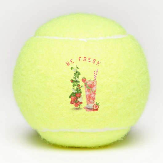Aardbei Tennis Balls Juice Cool Drink Fruits Tennisballen (Voorkant)