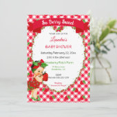 Aardbei Thema Baby Meisje Gingham Rood Groen  Kaart (Staand voorkant)
