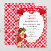 Aardbei Thema Baby Meisje Gingham Rood Groen  Kaart (Voorkant / Achterkant)