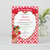 Aardbei Thema Baby Meisje Gingham Rood Groen  Kaart (Staand voorkant)