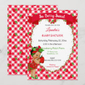 Aardbei Thema Baby Meisje Gingham Rood Groen  Kaart (Voorkant / Achterkant)