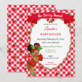 Aardbei Thema Baby Meisje Gingham Rood Groen Kaart (Voorkant / Achterkant)