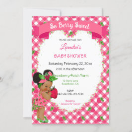 Aardbei Thema Baby Meisje Gingham Roze Groen  Kaart