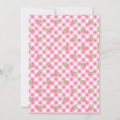Aardbei Thema Baby Meisje Gingham Roze Mint Kaart (Achterkant)