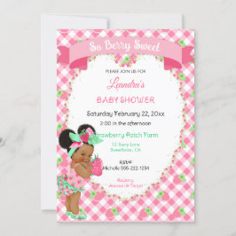 Aardbei Thema Baby Meisje Gingham Roze Mint Kaart