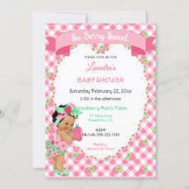 Aardbei Thema Baby Meisje Gingham Roze Mint  Kaart