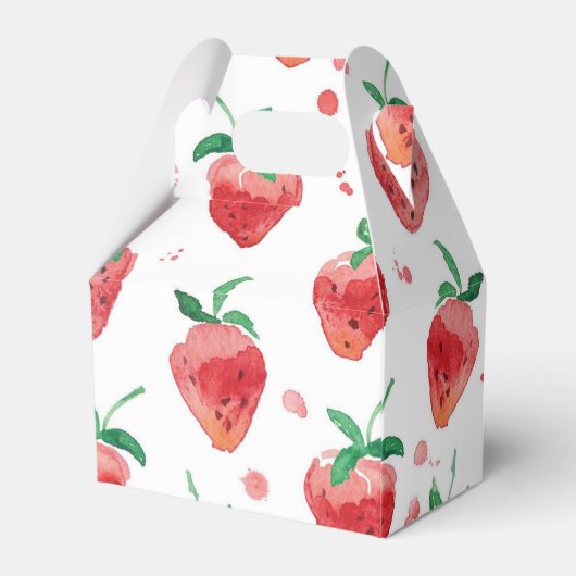 Aardbei thema, eerste verjaardag, kinderen verjaar bedankdoosjes (Achterkant)