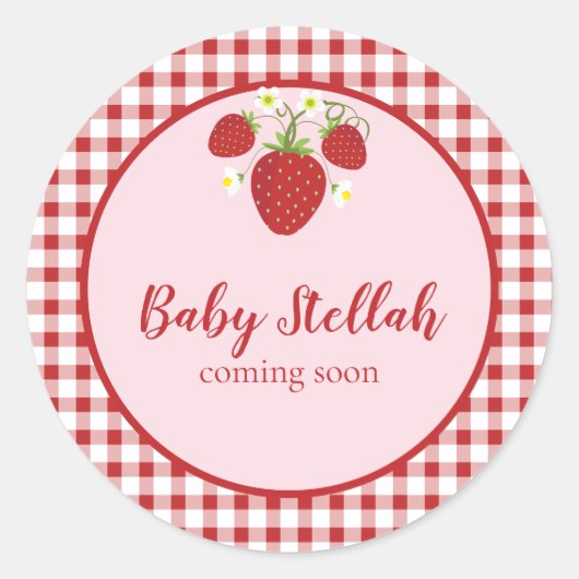 Aardbei Thema Favor Sticker (Voorkant)