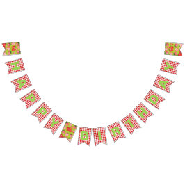 Aardbei thema Gelukkige Verjaardag Vlaggetjes