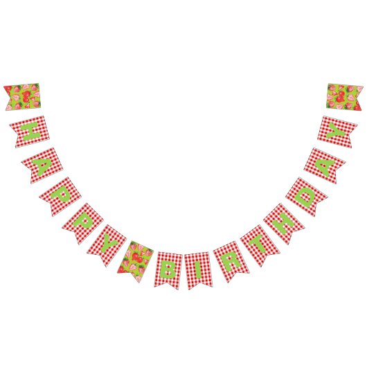 Aardbei thema Gelukkige Verjaardag Vlaggetjes (Alle)