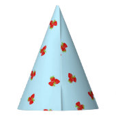 Aardbei Thema Party Pet met Blauwe Achtergrond Feesthoedjes (Achterkant)