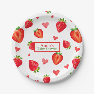 Aardbei Thema Pattern Spring Fruit Baby shower Papieren Bordje