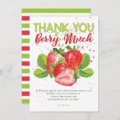 Aardbei thema verjaardag bedankkaart (Voorkant / Achterkant)