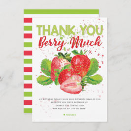 Aardbei thema verjaardag bedankkaart