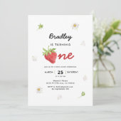 Aardbei Theme Berry First Birthday Kaart (Staand voorkant)