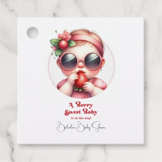 Aardbei Theme Berry Sweet Baby shower Bedankjes Labels (Voorkant)