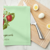 Aardbei Theme Groene Gepersonaliseerde Keuken Hand Theedoek (Quarter Fold)