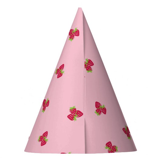 Aardbei-Theme Party Pet met Roze Achtergrond Feesthoedjes (Achterkant)
