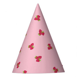 Aardbei-Theme Party Pet met Roze Achtergrond Feesthoedjes