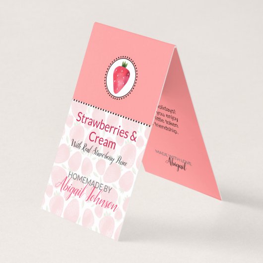 Aardbei Thuisgemaakte Bad & Body Label | Labeltje Kaart (Voorkant)