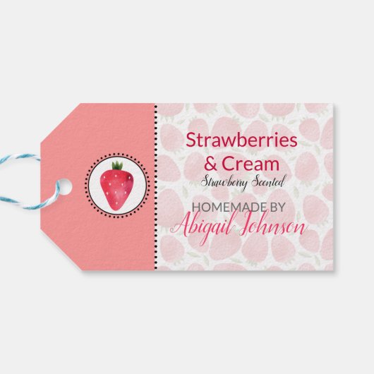 Aardbei Thuisgemaakte Bad & Lichaam Label | Etiket Cadeaulabel (Achterkant Horizontaal)