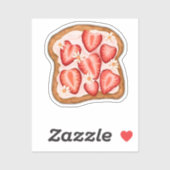 Aardbei Toast Bloemig Sticker (Vel)