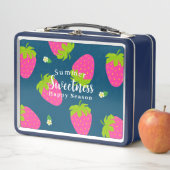 Aardbei Turquoise Blue Metal Lunch Box (In situ)