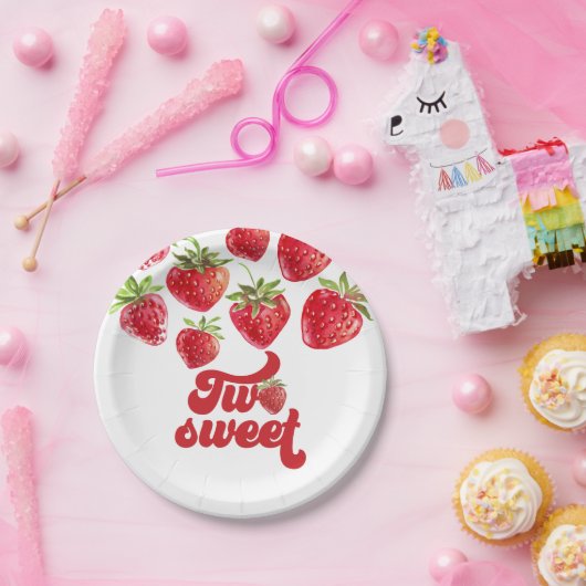 Aardbei Twee lieve 2e verjaardagspapier Borden Papieren Bordje (Feest)