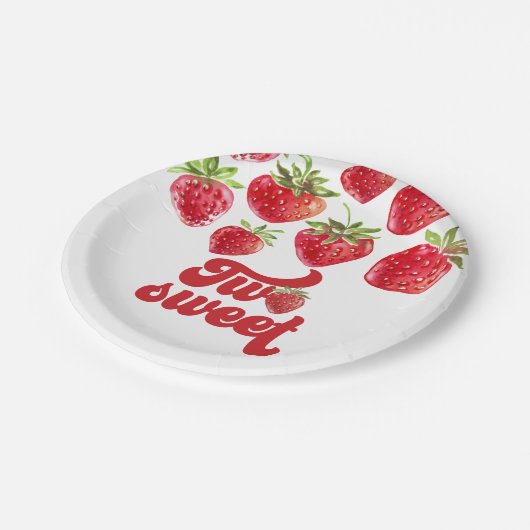 Aardbei Twee lieve 2e verjaardagspapier Borden Papieren Bordje (Gekanteld)