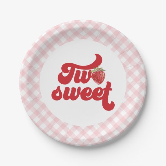 Aardbei Twee lieve verjaardagspapier Borden Papieren Bordje (Voorkant)