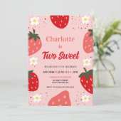 Aardbei Twee Sfeervolle Verjaardagsfeestje Kaart (Staand voorkant)