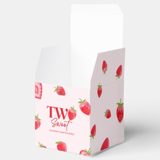 Aardbei Twee Zoet Roze Rood 2e Verjaardagsfeest Bedankdoosjes (Geopend)