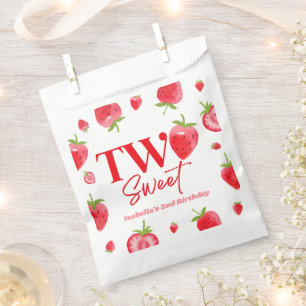 Aardbei Twee Zoet Roze Rood 2e Verjaardagsfeest Bedankzakje