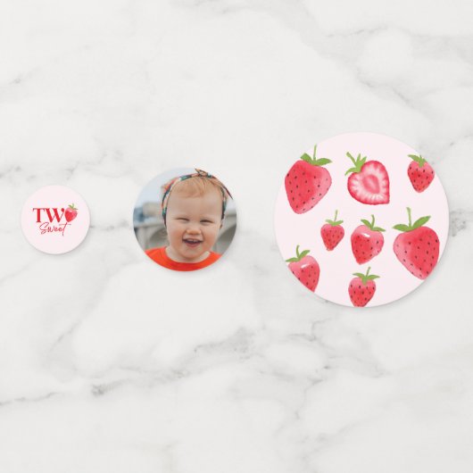 Aardbei Twee Zoet Roze Rood 2e Verjaardagsfeest Confetti (Achterkanten)