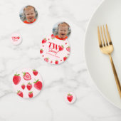 Aardbei Twee Zoet Roze Rood 2e Verjaardagsfeest Confetti (Groep)