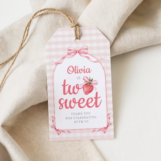 Aardbei Twee Zoete Meisje 2e Verjaardag Cadeaulabel