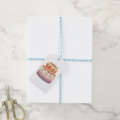 Aardbei tweelagige cake cadeaulabel (Met Touw)